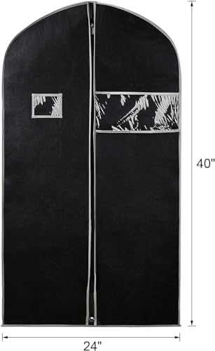 Syeeiex 40 Inch Suit Bag, Suit Bags for Closet Storage, Black, Set of 16 - Image 6