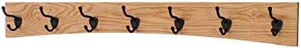 Oak Curved Back Wall Mounted Coat Rack - Bronze Hooks - Made in The USA (Natural, 36" x 4.5" - 7 Hooks) by PEG+AND+RAIL