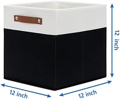 Temary Foldable Storage Cubes Set of 4 - Organizers with Handles, Decorative Storage Boxes for Home, Office (White&Black) - Image 2