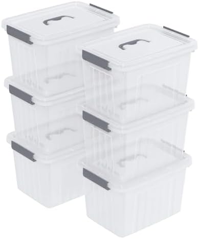 12 Quart Stackable Clear Plastic Latch Storage Bin with Lid, 6-Pack by Xeabia