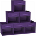 DIMJ Cube Bins, 12.2-Inch Storage Bins Cubes with Window, 6 Packs Collapsible Storage Bins with Handles, Closet Storage Baskets for Organizing Living Room, Office, 6 Pack,Purple by DiMJ