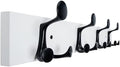 WEBI Coat Rack Wall Mount,24" Solid Wood Coat Hooks Wall Mounted Coat Hanger,16" Hole to Hole,Heavy Duty Hook Rack Rail,4 Triple Hooks for Hanging Coats,Jacket,Clothes,Hat,Backpack,White by WEBI