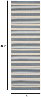 SAFAVIEH Washable Rug Outdoor Courtyard Collection - 2'3" x 22' Runner, Beige & Blue, Non-Shedding & Easy Cleaning, Ideal for Patio, Entryway, Mudroom, Hallway, Kitchen (CY6062-233) - Image 2