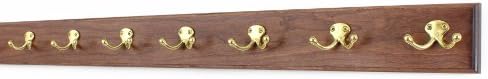 Cherry Coat Rack with Solid Brass Double Style Hooks (Mahogany, 36" x 3.5 with 7 hooks) by PEG+AND+RAIL
