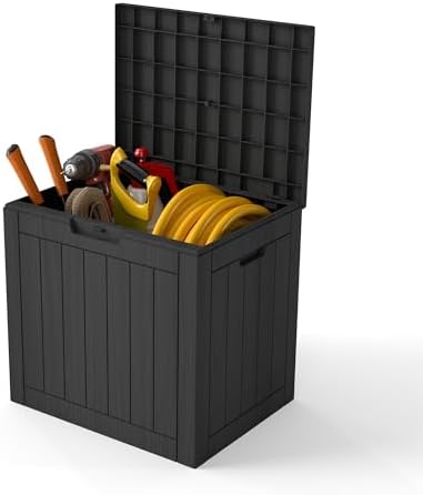 35 Gallon deck box Outdoor Cushion Storage Waterproof, Outdoor Storage Box with Lockable Lid & UV-Resistant for Patio Furniture, Outdoor Cushions, Garden Tools and Pool Supplies, Black by GraceYourYard
