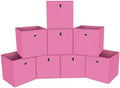 Foldable Storage Cubes Bins ,11 Inch Cloth Storage Cube Fabric Storage Box Cubes Organizer Baskets with Dual Handles for Home Organizer Set of 8 (Pink) by NieEnjoy