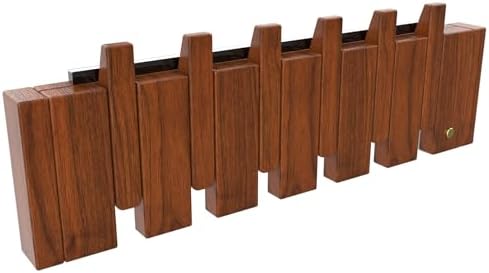 Wall Mounted Piano Key Hanger | Flip Style Hook | Entrance Wall Art Hook, Made of Oak Wood (3 Times Painted, 4 Times Polished) (LED Walnut, 6Hooks) by FleiSleep
