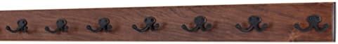 Solid Cherry Wall Mounted Coat Rack - Oil Rubbed Bronze Double Style Coat Hooks - Made in the USA (Mahogany, (36" x 3.5 with 7 Hooks) by PEG+AND+RAIL