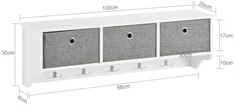 Haotian Wall Mount Entryway Coat Rack, Wall Size, White - Image 2