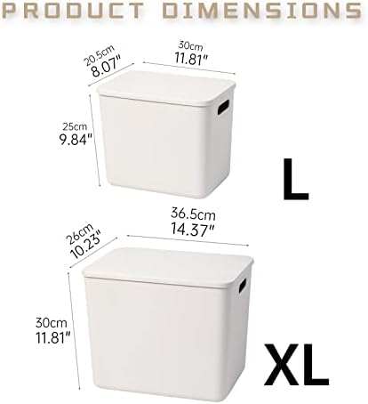 Yishyfier Plastic Storage Baskets With Lid Organizing Container Lidded Knit Storage Organizer Bins for Shelves Drawers Desktop Closet Playroom Classroom Office (4XL+2L, Light grey) - Image 5