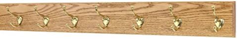 PegandRail Oak Wall Mounted Coat Rack with Solid Brass Hooks 4.5" Ultra Wide (Golden Oak, 41" x4.5 with 8 Hooks) by PEG+AND+RAIL