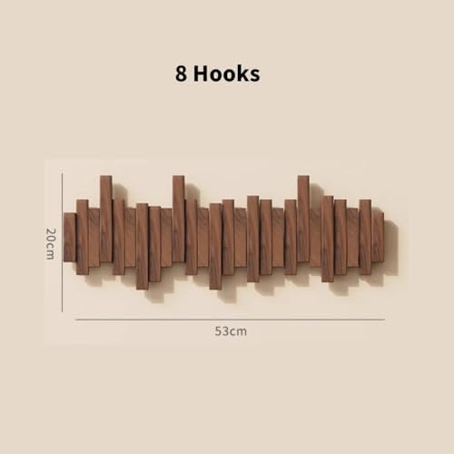 ELECANE Key Holder Wall Mount, Splicable Wooden Piano Coat Rack Wall Mount, Modern Wall Art Flip Down Magnetic Hooks Wall Hook Hat Hanger for Entryway Key Holder Bedroom Kitchen (Brown, 8 Hooks) - Image 2