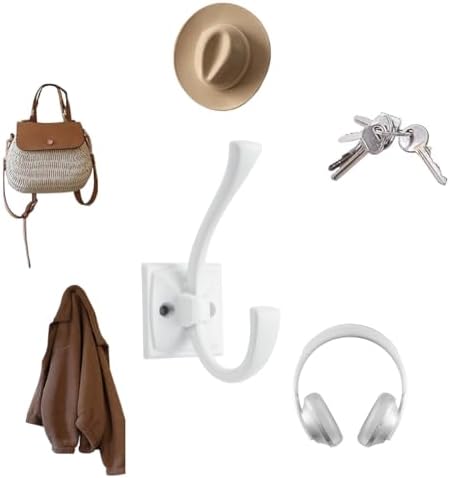 10 Pack Decorative Heavy Duty Towel Hooks for Hanging Robe Double White Coat Hooks Wall Mounted with Screws for Key, Towel, Bags, Cup, Hat - Image 3