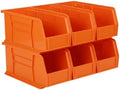 HE HUDSON EXCHANGE 11" x 5.5" x 5" (6 Pack) Plastic Stackable Storage Bin, Orange by HudsonExchange