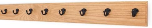 PegandRail Oak Wall Mounted Coat Rack with Aged Bronze Singular Style Hooks 4.5" Ultra Wide (Natural, 41" x 4.5 with 8 Hooks) by PEG+AND+RAIL