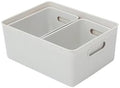 Decorative Plastic Basket Open Home Storage Bins Organizer, White Smoke (Set of 3) 1 Large, 2 Medium - Container Boxes for Organizing Closet Storage Bins for Shelves Drawer Shelf - Ribbed Collection by Superio