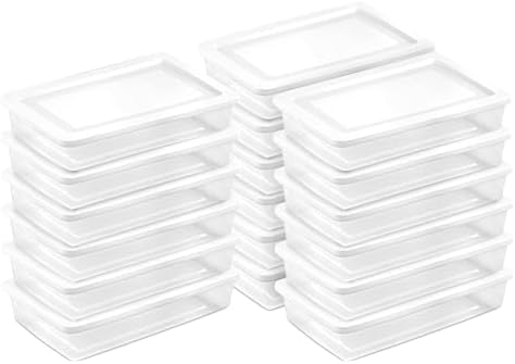 Sterilite 18 Pack Storage Box, 41 Quart Stackable Tote, Clear Plastic Container with Secure Snapping Lids for Home and Office Organization, White by Sterilite