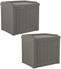 Suncast 2 Pack 22 Gallon Indoor or Outdoor Backyard Patio Small Storage Deck Box with Attractive Bench Seat and Reinforced Lid, Stone Gray by Suncast