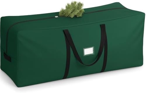 9 Foot Christmas Tree Storage Bag – Extra Large Christmas Tree Storage Container for Artificial Trees up to 9ft, Heavy-Duty 600D Oxford Fabric, Reinforced Handles, Durable Zippers, Green by PEULEX