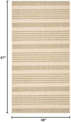 SAFAVIEH Washable Rug Outdoor Courtyard Collection - 4' x 5'7", Beige & Sweet Pea, Non-Shedding & Easy Cleaning, Ideal for Patio, Backyard, Mudroom (CY6062-218) - Image 2