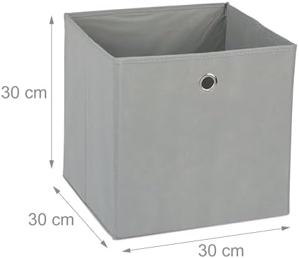 Relaxdays Storage Box Set of 4, Shelf Baskets, HBD: 30x30x30 cm, Handle Holes, Foldable Organiser Bins, Grey, Polyester, 30 x 30 x 30 cm - Image 4