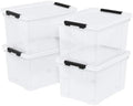 35 Quart Plastic Clear Latching Storage Box with Wheels, 4-Pack by Vadidiya