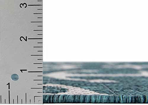 Unique Loom Outdoor Coastal Collection Area Rug - Ahoy (3' 3" x 5' 3" Oval, Teal/ Ivory) - Image 4