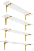DINZI LVJ Long Wall Shelves, 31.5Inch Wooden Wall Mounted Shelves, Set of 4 by DINZILVJ