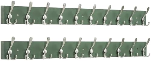 SKOLOO Creations Forest Green Solid Wood Wall Mounted Coat Rack, 10 Hooks, 38-1/8" Long - Kitchen, Mudroom, Entryway, Bathroom - Includes Mounting Hardware, Wall Coat Hanger, Towel Rack, Pack of 2 by SKOLOO