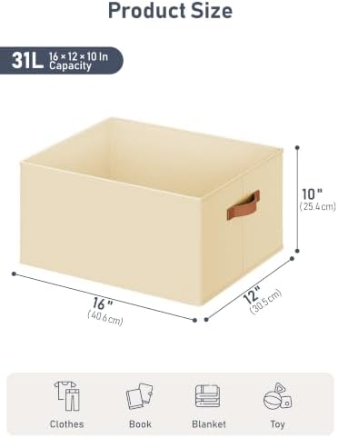 6 Pack Large Closet Storage Baskets Bins for Shelves, Collapsible Fabric Closet Organizers and Storage with Polyester Handles, Decorative Baskets for Organizing Clothes, Towels, Linen Closet 16x12x10" - Image 5
