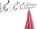 Wooden Wall Mounted Coat Rack – 31 Inch, White with 8 Silver Hooks for Entryway, Hallway, Bedroom by CreativityChangesLife