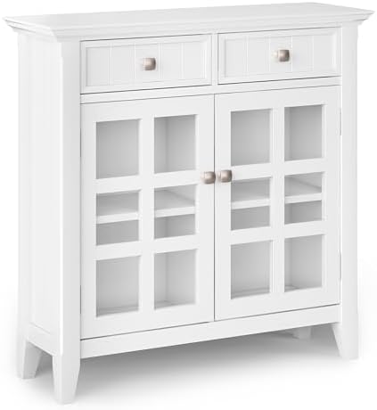 SIMPLIHOME Acadian Storage Bench and Cabinet Set in White - Image 7