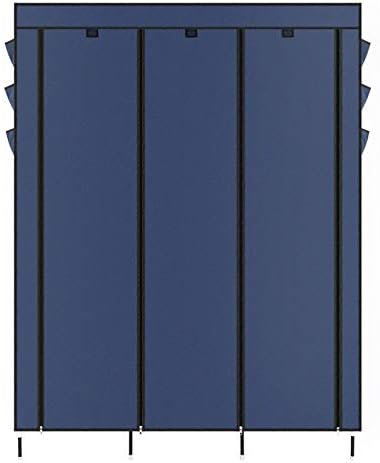 Knocbel Closet Organizer Freestanding Clothes Garment Rack Portable Closets Non-Woven Fabric Cover Wardrobe with Storage Shelves & Hanging Rod, 50" W x 17.7" D x 69" H Dark Blue - Image 3