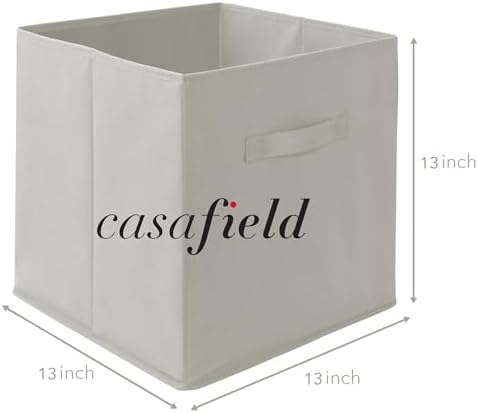 Casafield Set of 12 Collapsible Fabric Cube Storage Bins, Light Gray - 13" Foldable Cloth Baskets for Shelves, Cubby Organizers & More - Image 7