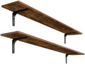 DINZI LVJ Long Wall Shelves, 55.1Inch Wooden Wall Mounted Shelves, Set of 2 by DINZILVJ