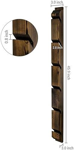 MyGift Modern Wall Mounted Rustic Burnt Solid Wood Skateboard Display Rack, Hanging Longboard Storage Organizer with Diagonal Cutout Slots, Holds 6 Boards - Image 6