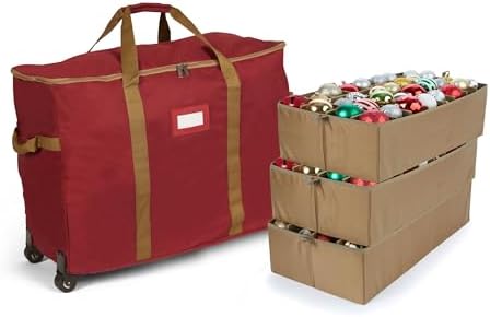 Covermates Rolling Adjustable Ornament Storage Bag, 25.5"W x 13"D x 18.5"H by Covermates