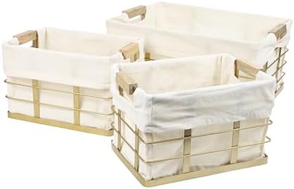 happimess Callan 3-Piece Industrial Wire Nesting Baskets 15", Gold by Happimess