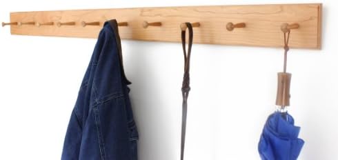 Cherry Shaker Peg Rack 4.5" Extra Wide (Natural, 29" x 4.5" with 5 pegs) - Image 3