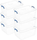 Tribello Clear Storage Bins with Lids, 6-Pack Stackable Plastic Storage Containers for Home Organization – Totes for Closet and Underbed Storage, 21 Quarts by Tribello