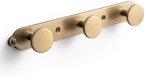 Goo-Ki Champagne Bronze Coat Rack Wall Mount with Keelplate Backplate, Heavy Duty Zinc Coat Hooks Wall Mounted, Modern Soft Gold Hat Hanger and Towel Rack for Entryway, Mudroom, and Bathroom(3 Hooks) by Home