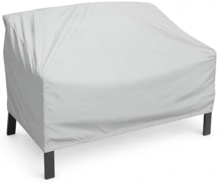 Treasure Garden Loveseat Cover, 300D Polyester Outdoor Deep Seating Sofa Cover, Water Resistant, UPF50+ UV Protection, Elastic Hem, Spring Cinch Lock, Built-In Pouch & Storage Bag, Gray by TreasureGarden
