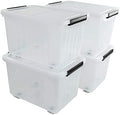 30L Plastic Storage Bin with Lid, Stackable Clear Container by Waikhomes