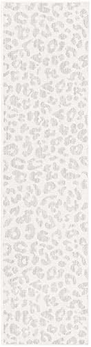 Unique Loom Outdoor Safari Collection Area Rug - Leopard (2' x 7' 10" Runner, Ivory Gray) - Image 3