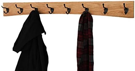 Oak Curved Back Wall Mounted Coat Rack - Bronze Hooks - Made in The USA (Natural, 30.5" x 4.5" - 6 Hooks) - Image 4