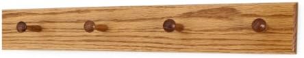 Solid Oak Shaker Peg Rack Made in The USA - Golden Oak Stain Stain 23 x 3.5 Inches with 4 Pegs by PEG+AND+RAIL
