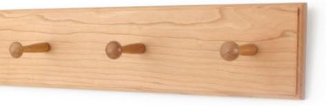 Cherry Shaker Peg Rack 4.5" Extra Wide (Natural, 18" x 4.5" with 3 pegs) by PEG+AND+RAIL