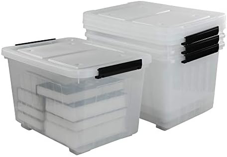 Kekow 4-Pack Clear Plastic Large Storage Box, Latch Bin with Wheels, 30 L - Image 7