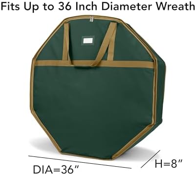 Covermates Deluxe Wreath Storage Bag, 36" Diameter x 8" H, Green - Image 3