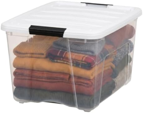 IRIS USA 40 Qt Storage Bins with Lids, 6 Pack, Clear/White - Image 3